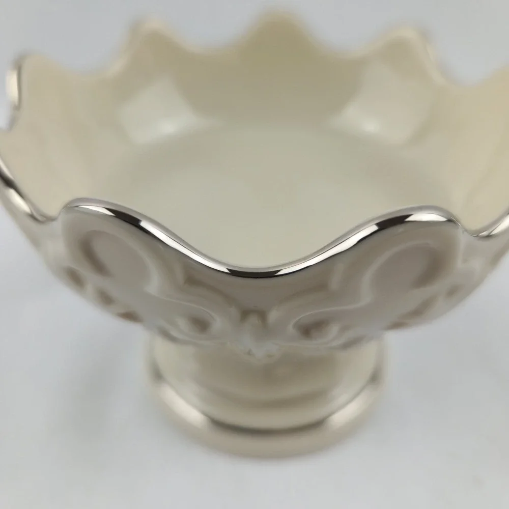 Lenox Candy Dish / Nut Bowl Platinum Rim - Fleur de Lis Collection, Trinket Dish